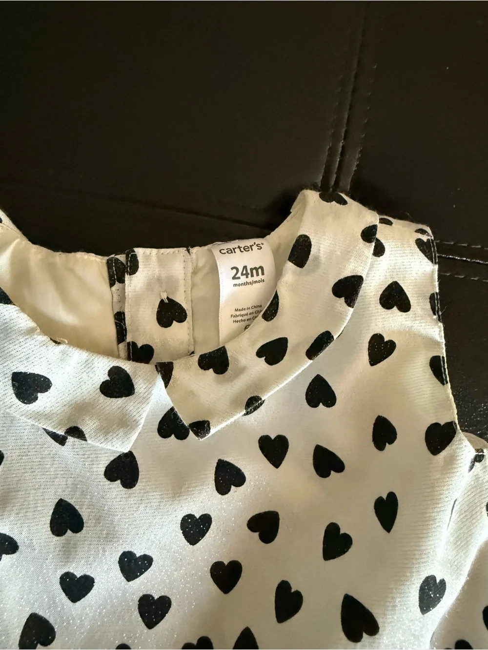 Carter's White Dress with Black Heart Print